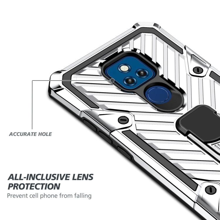 For Motorola Moto G Play 2021 Cool Armor PC + TPU Shockproof Case with 360 Degree Rotation Ring Holder
