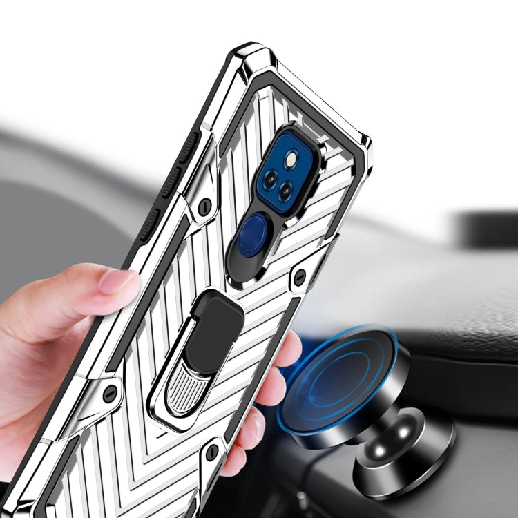 For Motorola Moto G Play 2021 Cool Armor PC + TPU Shockproof Case with 360 Degree Rotation Ring Holder