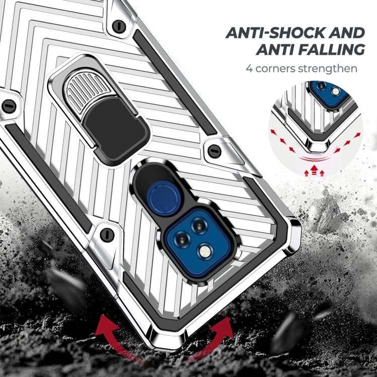 For Motorola Moto G Play 2021 Cool Armor PC + TPU Shockproof Case with 360 Degree Rotation Ring Holder