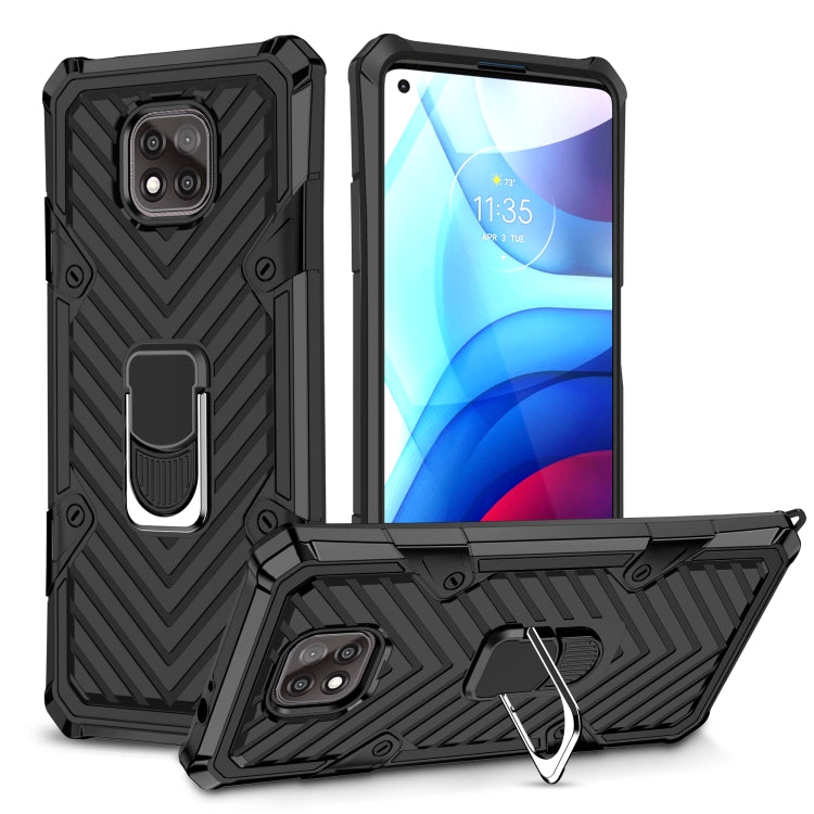 For Motorola Moto G Power 2021 Cool Armor PC + TPU Shockproof Case with 360 Degree Rotation Ring Holder