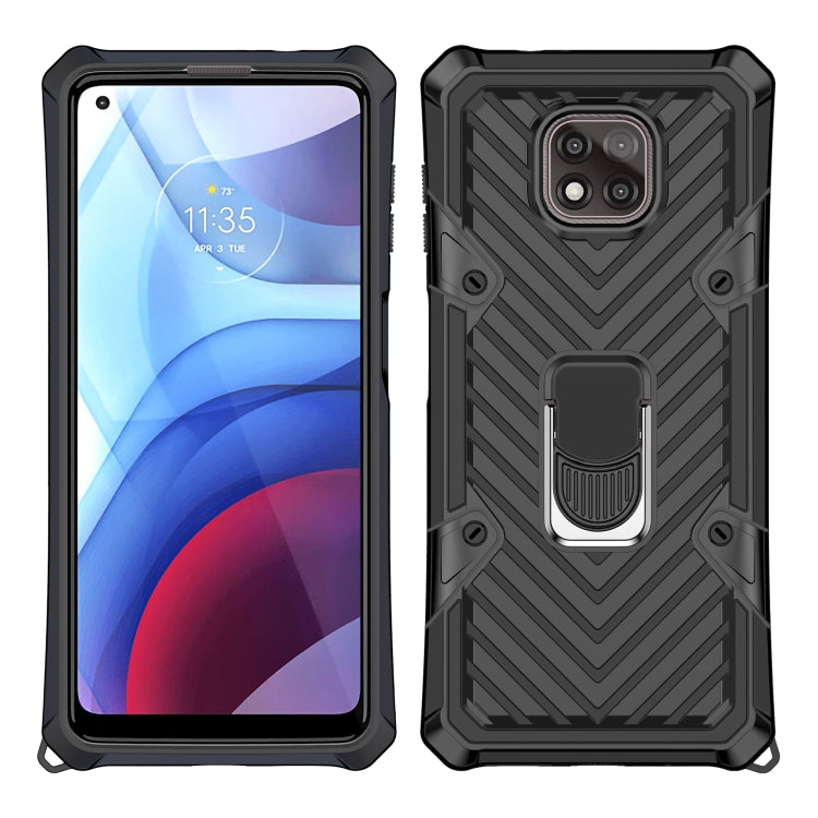 For Motorola Moto G Power 2021 Cool Armor PC + TPU Shockproof Case with 360 Degree Rotation Ring Holder
