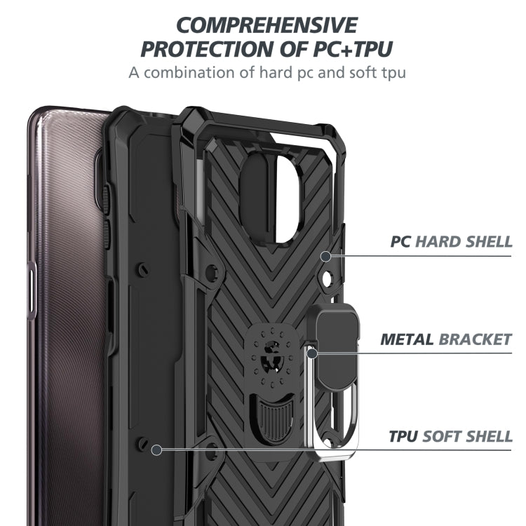 For Motorola Moto G Power 2021 Cool Armor PC + TPU Shockproof Case with 360 Degree Rotation Ring Holder
