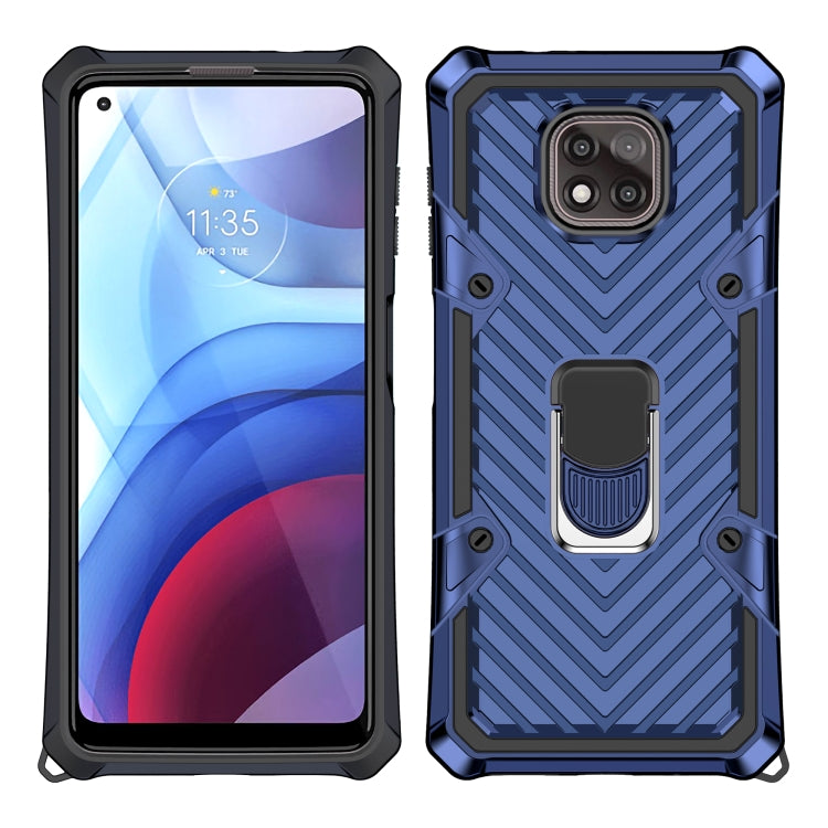 For Motorola Moto G Power 2021 Cool Armor PC + TPU Shockproof Case with 360 Degree Rotation Ring Holder
