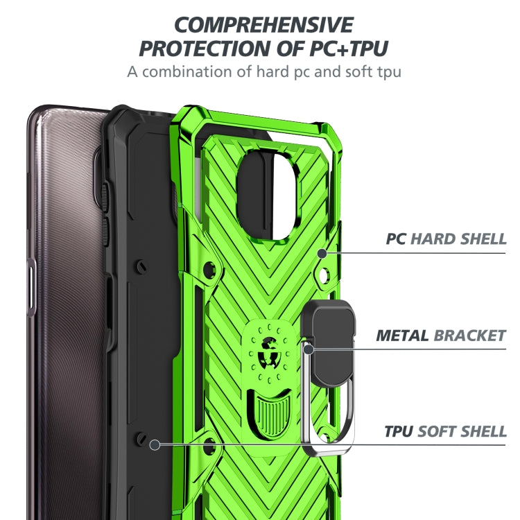 For Motorola Moto G Power 2021 Cool Armor PC + TPU Shockproof Case with 360 Degree Rotation Ring Holder
