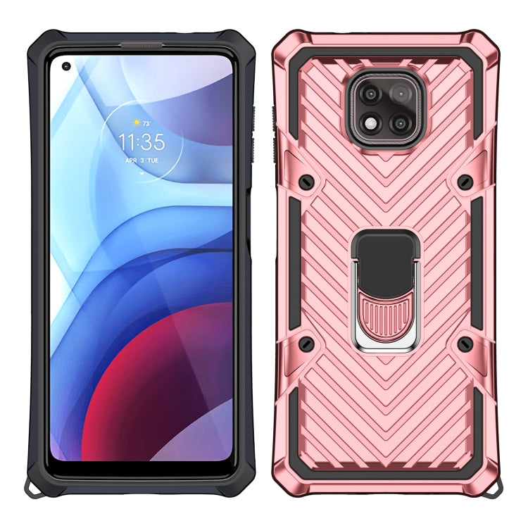 For Motorola Moto G Power 2021 Cool Armor PC + TPU Shockproof Case with 360 Degree Rotation Ring Holder