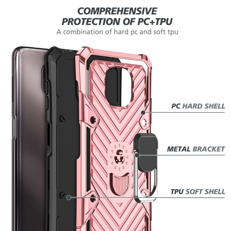 For Motorola Moto G Power 2021 Cool Armor PC + TPU Shockproof Case with 360 Degree Rotation Ring Holder