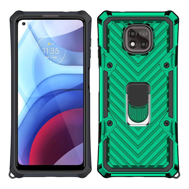 For Motorola Moto G Power 2021 Cool Armor PC + TPU Shockproof Case with 360 Degree Rotation Ring Holder