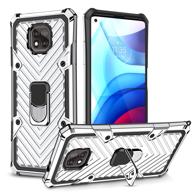 For Motorola Moto G Power 2021 Cool Armor PC + TPU Shockproof Case with 360 Degree Rotation Ring Holder