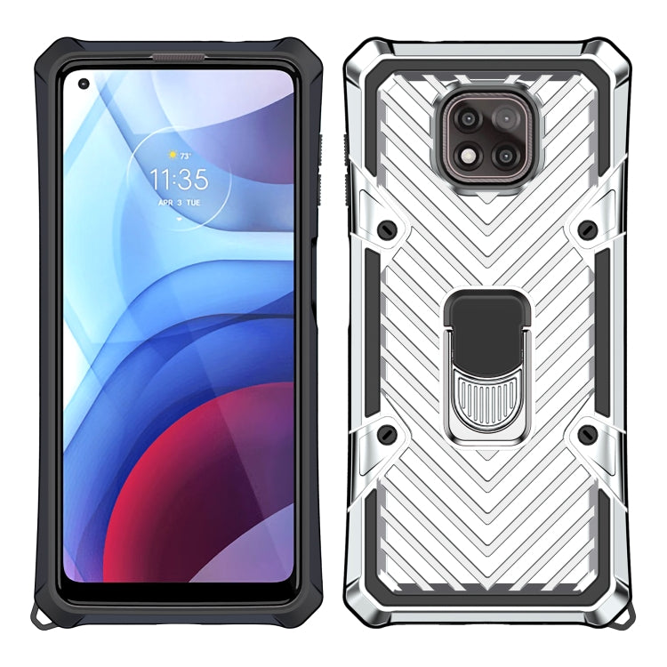 For Motorola Moto G Power 2021 Cool Armor PC + TPU Shockproof Case with 360 Degree Rotation Ring Holder