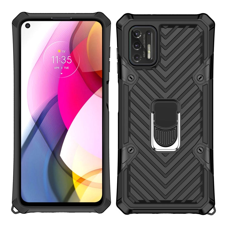 For Motorola Moto G Stylus 2021 Cool Armor PC + TPU Shockproof Case with 360 Degree Rotation Ring Holder