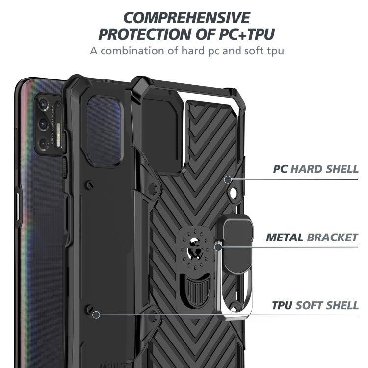 For Motorola Moto G Stylus 2021 Cool Armor PC + TPU Shockproof Case with 360 Degree Rotation Ring Holder