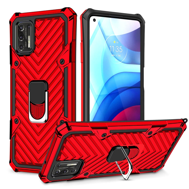 For Motorola Moto G Stylus 2021 Cool Armor PC + TPU Shockproof Case with 360 Degree Rotation Ring Holder