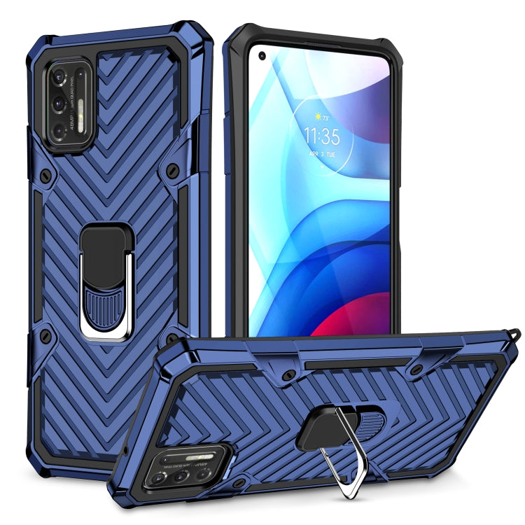 For Motorola Moto G Stylus 2021 Cool Armor PC + TPU Shockproof Case with 360 Degree Rotation Ring Holder