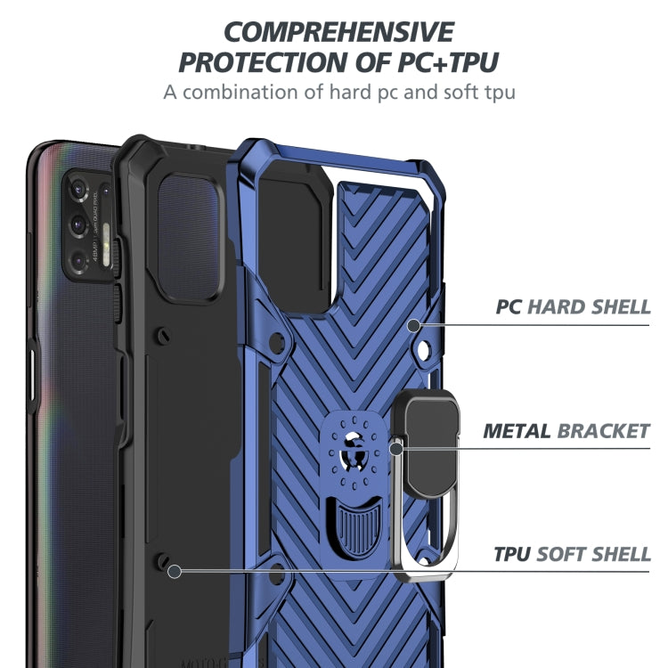 For Motorola Moto G Stylus 2021 Cool Armor PC + TPU Shockproof Case with 360 Degree Rotation Ring Holder