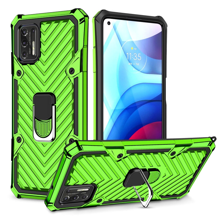 For Motorola Moto G Stylus 2021 Cool Armor PC + TPU Shockproof Case with 360 Degree Rotation Ring Holder
