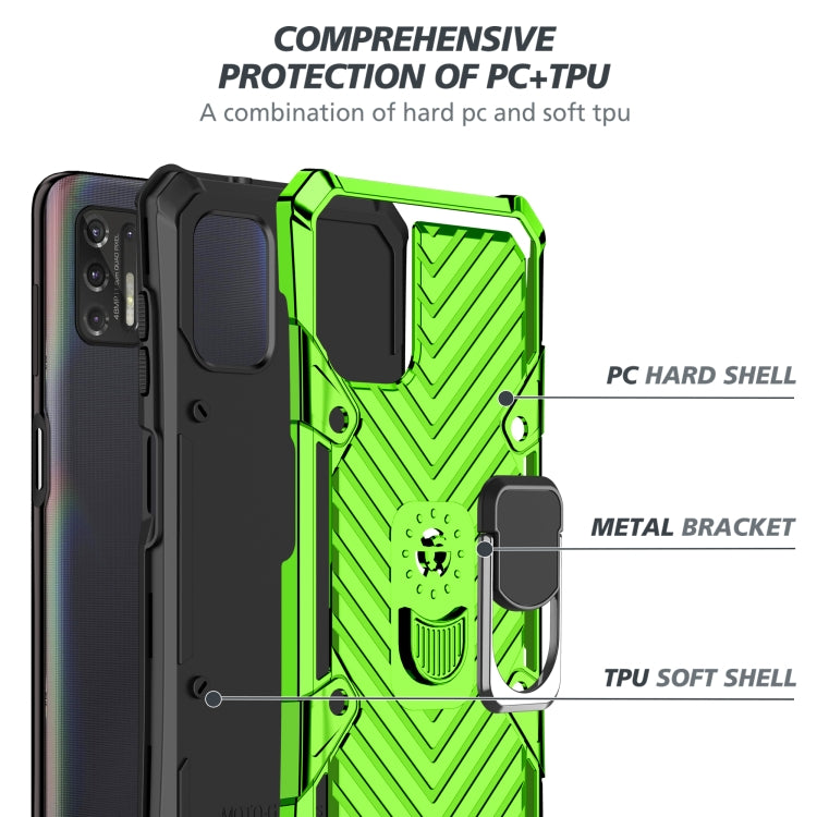 For Motorola Moto G Stylus 2021 Cool Armor PC + TPU Shockproof Case with 360 Degree Rotation Ring Holder