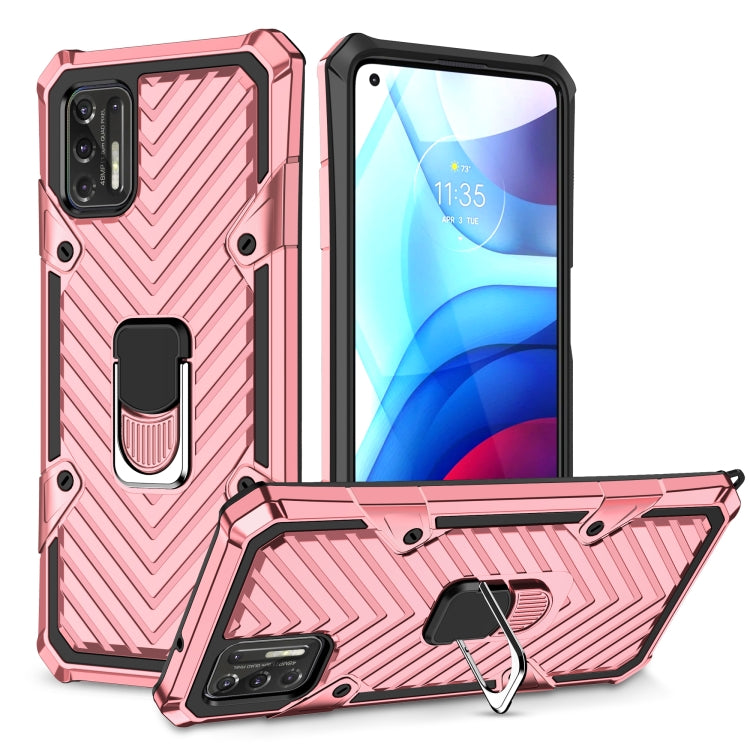 For Motorola Moto G Stylus 2021 Cool Armor PC + TPU Shockproof Case with 360 Degree Rotation Ring Holder