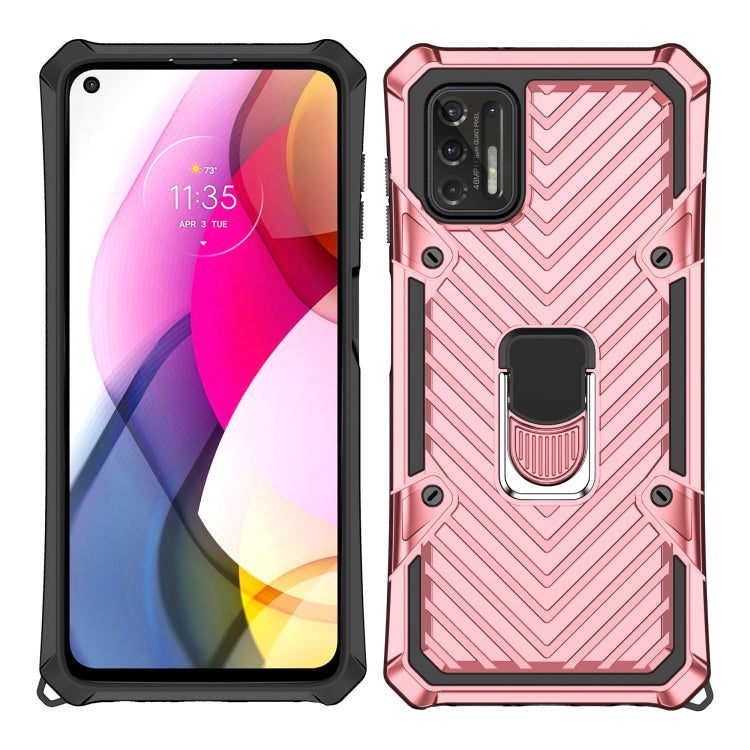 For Motorola Moto G Stylus 2021 Cool Armor PC + TPU Shockproof Case with 360 Degree Rotation Ring Holder