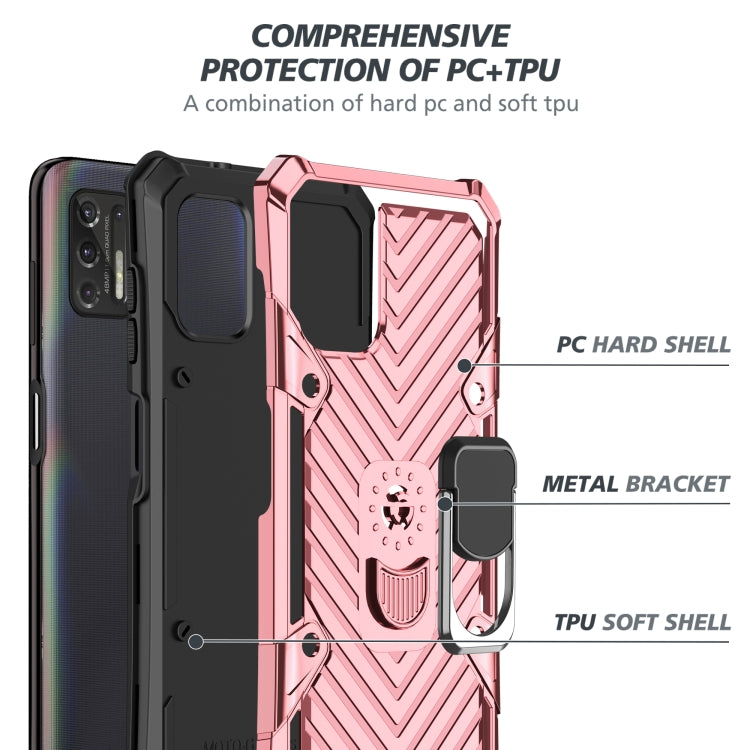 For Motorola Moto G Stylus 2021 Cool Armor PC + TPU Shockproof Case with 360 Degree Rotation Ring Holder