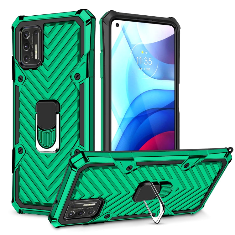 For Motorola Moto G Stylus 2021 Cool Armor PC + TPU Shockproof Case with 360 Degree Rotation Ring Holder