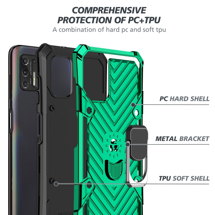 For Motorola Moto G Stylus 2021 Cool Armor PC + TPU Shockproof Case with 360 Degree Rotation Ring Holder
