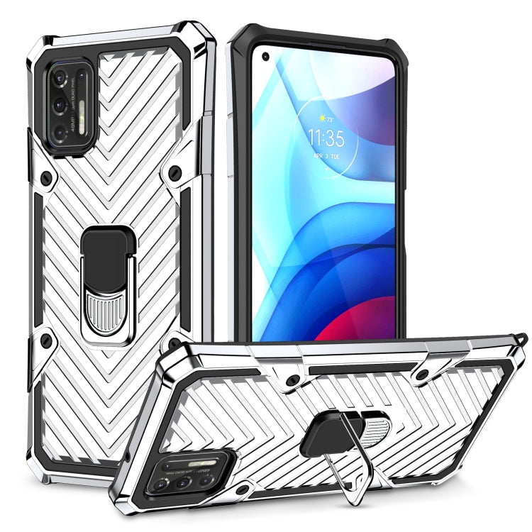 For Motorola Moto G Stylus 2021 Cool Armor PC + TPU Shockproof Case with 360 Degree Rotation Ring Holder