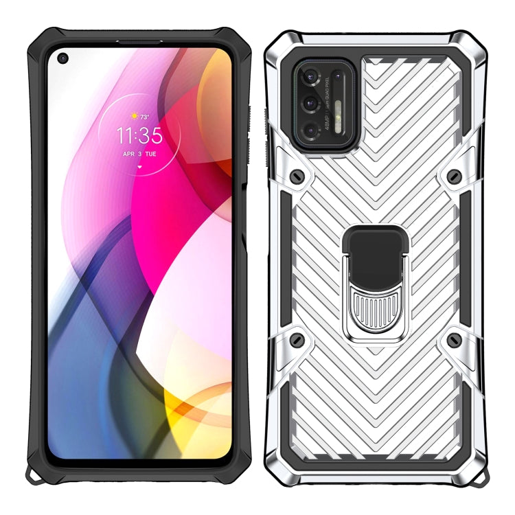 For Motorola Moto G Stylus 2021 Cool Armor PC + TPU Shockproof Case with 360 Degree Rotation Ring Holder