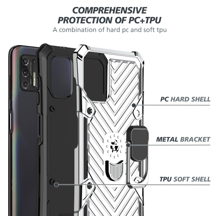 For Motorola Moto G Stylus 2021 Cool Armor PC + TPU Shockproof Case with 360 Degree Rotation Ring Holder