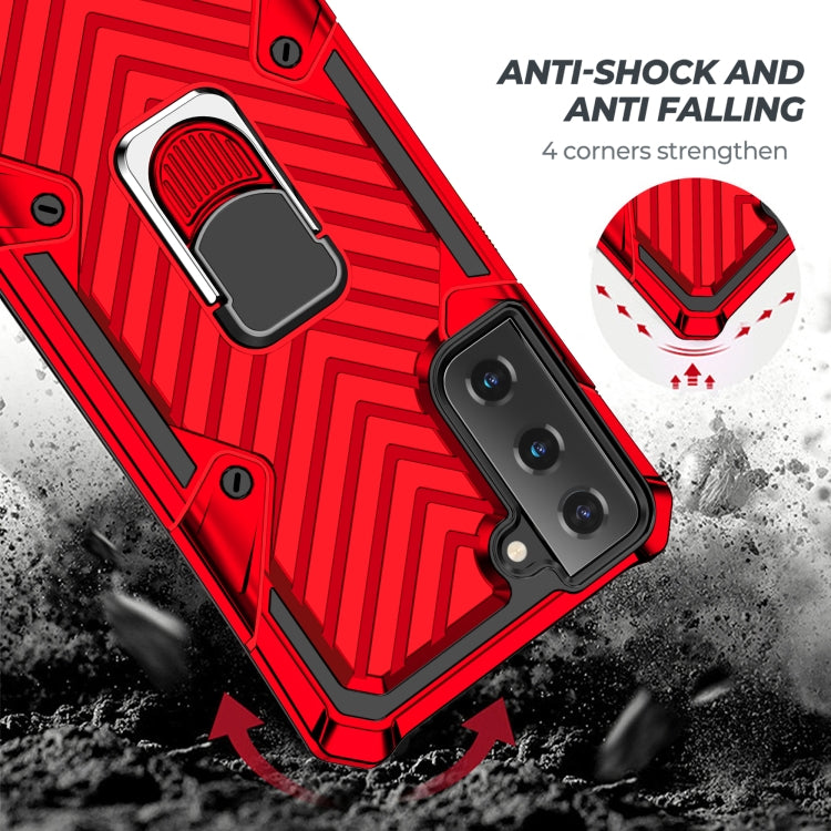 For Samsung Galaxy S21 FE Cool Armor PC + TPU Shockproof Case with 360 Degree Rotation Ring Holder