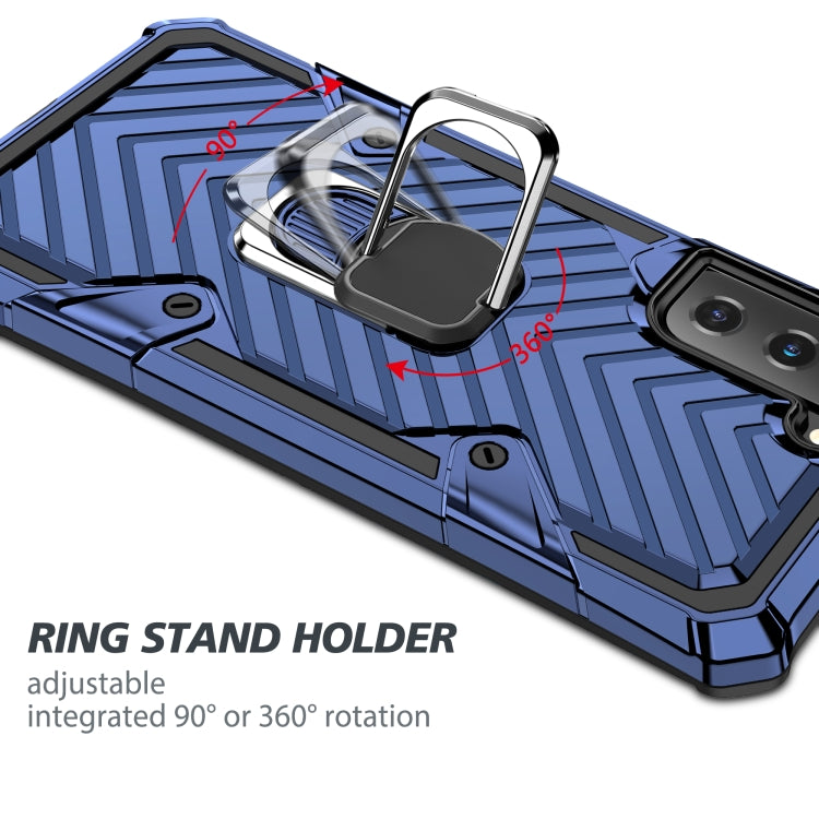 For Samsung Galaxy S21 FE Cool Armor PC + TPU Shockproof Case with 360 Degree Rotation Ring Holder