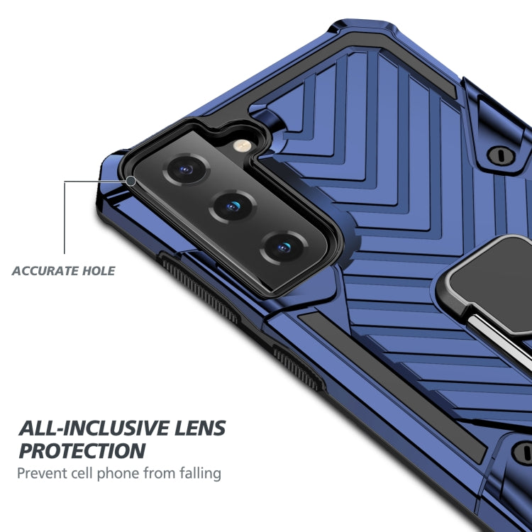 For Samsung Galaxy S21 FE Cool Armor PC + TPU Shockproof Case with 360 Degree Rotation Ring Holder