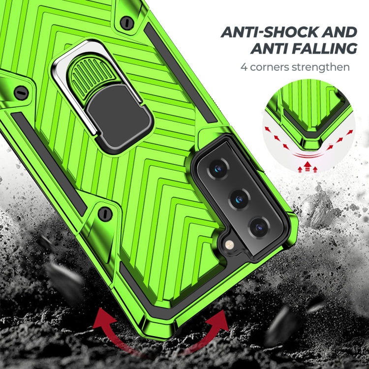 For Samsung Galaxy S21 FE Cool Armor PC + TPU Shockproof Case with 360 Degree Rotation Ring Holder