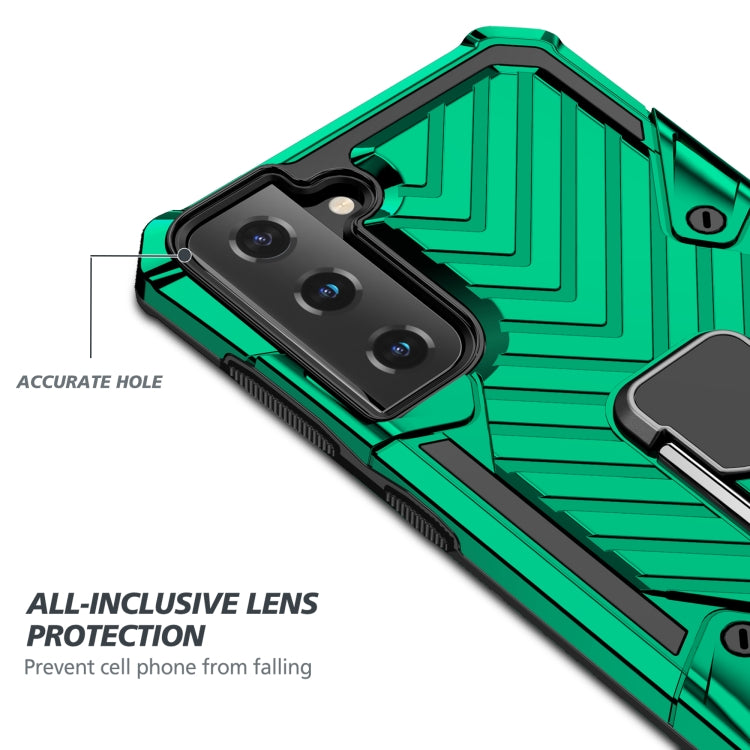For Samsung Galaxy S21 FE Cool Armor PC + TPU Shockproof Case with 360 Degree Rotation Ring Holder
