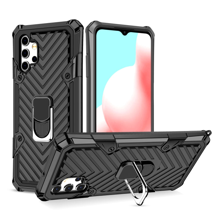 For Samsung Galaxy A32 5G Cool Armor PC + TPU Shockproof Case with 360 Degree Rotation Ring Holder