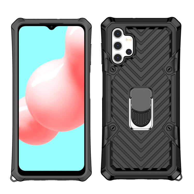 For Samsung Galaxy A32 5G Cool Armor PC + TPU Shockproof Case with 360 Degree Rotation Ring Holder
