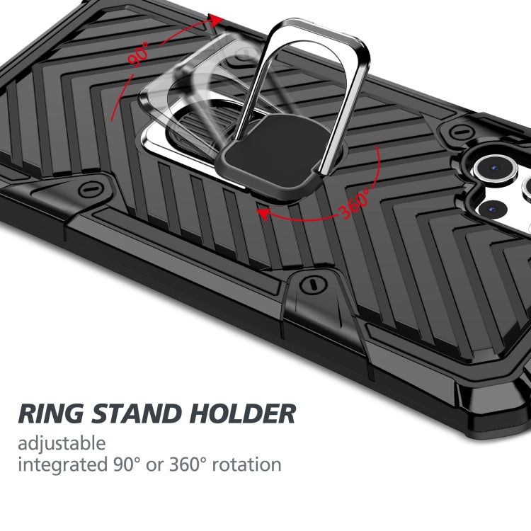 For Samsung Galaxy A32 5G Cool Armor PC + TPU Shockproof Case with 360 Degree Rotation Ring Holder