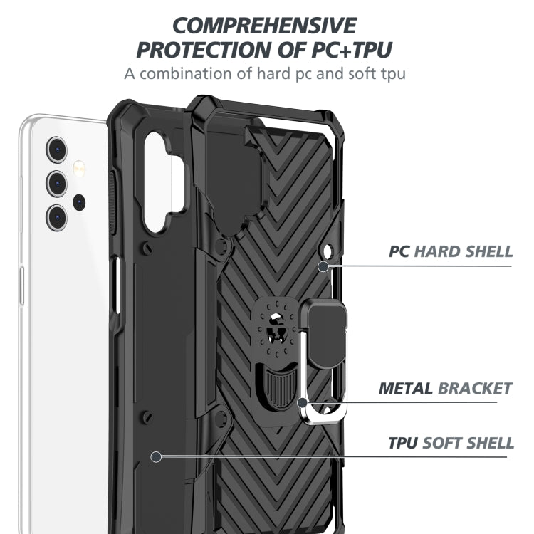 For Samsung Galaxy A32 5G Cool Armor PC + TPU Shockproof Case with 360 Degree Rotation Ring Holder