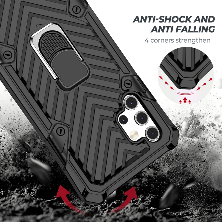 For Samsung Galaxy A32 5G Cool Armor PC + TPU Shockproof Case with 360 Degree Rotation Ring Holder
