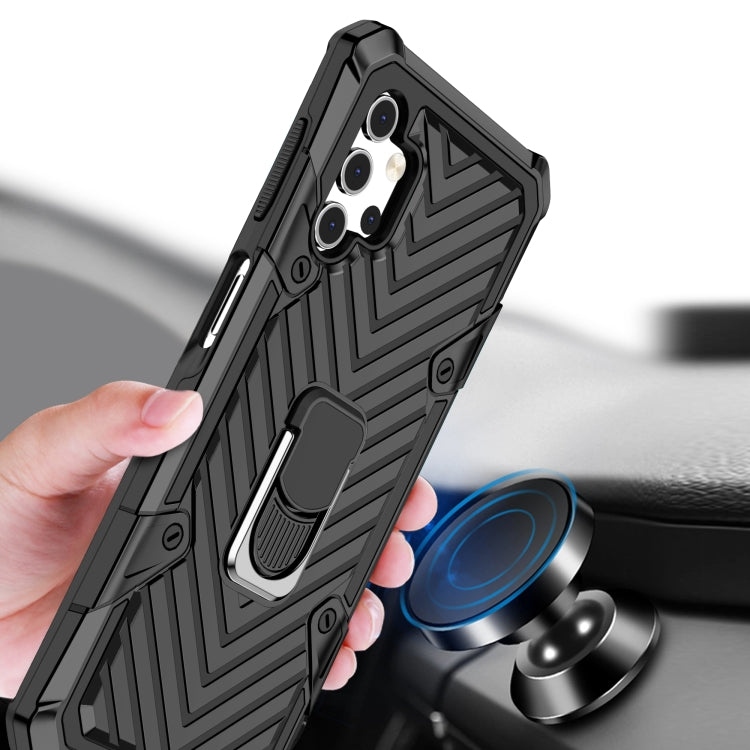 For Samsung Galaxy A32 5G Cool Armor PC + TPU Shockproof Case with 360 Degree Rotation Ring Holder