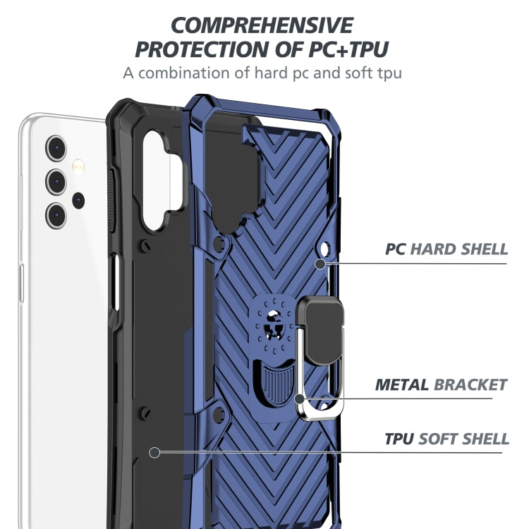 For Samsung Galaxy A32 5G Cool Armor PC + TPU Shockproof Case with 360 Degree Rotation Ring Holder