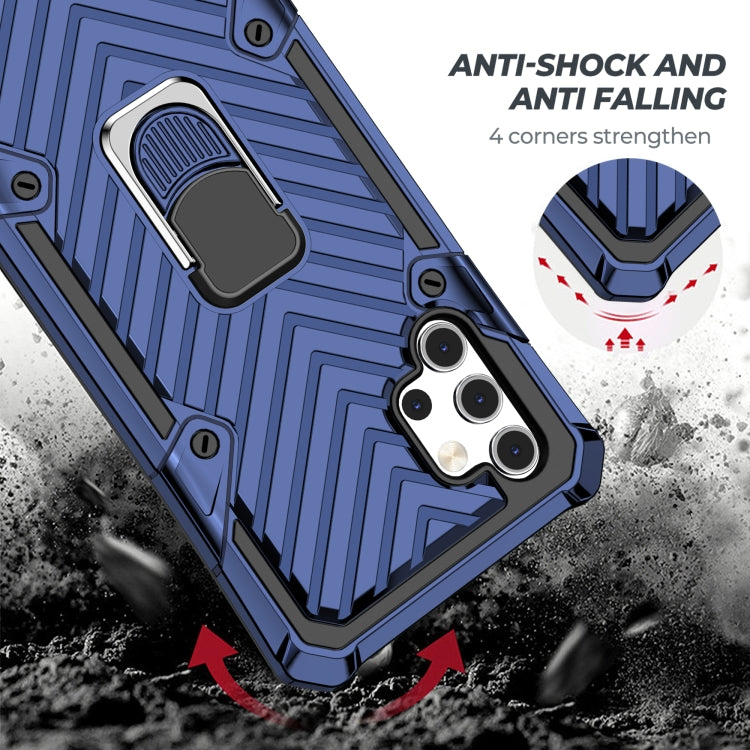 For Samsung Galaxy A32 5G Cool Armor PC + TPU Shockproof Case with 360 Degree Rotation Ring Holder