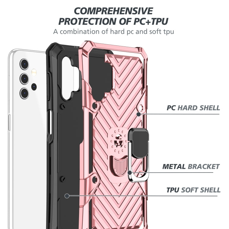 For Samsung Galaxy A32 5G Cool Armor PC + TPU Shockproof Case with 360 Degree Rotation Ring Holder