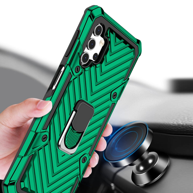 For Samsung Galaxy A32 5G Cool Armor PC + TPU Shockproof Case with 360 Degree Rotation Ring Holder