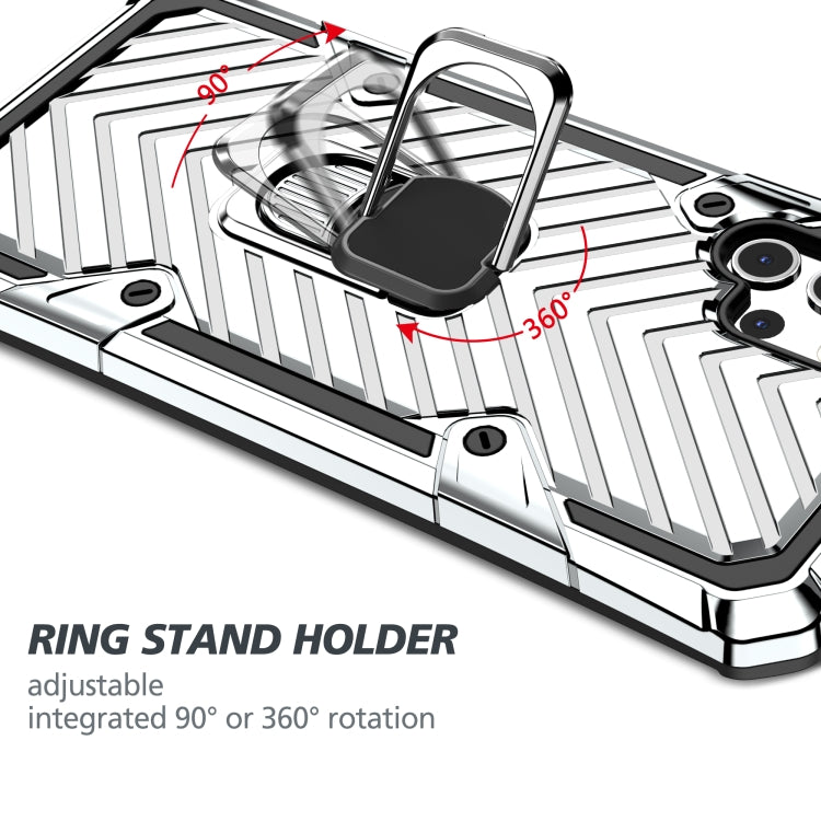For Samsung Galaxy A32 5G Cool Armor PC + TPU Shockproof Case with 360 Degree Rotation Ring Holder