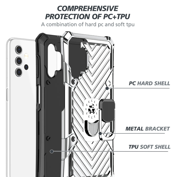 For Samsung Galaxy A32 5G Cool Armor PC + TPU Shockproof Case with 360 Degree Rotation Ring Holder