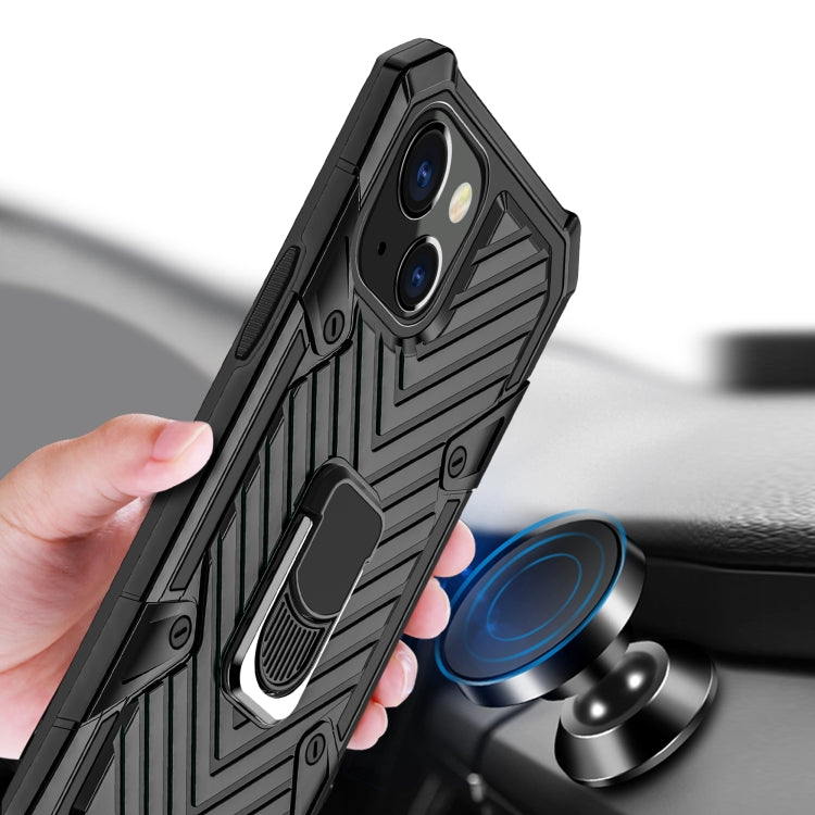 For iPhone 13 mini Cool Armor PC + TPU Shockproof Case with 360 Degree Rotation Ring Holder