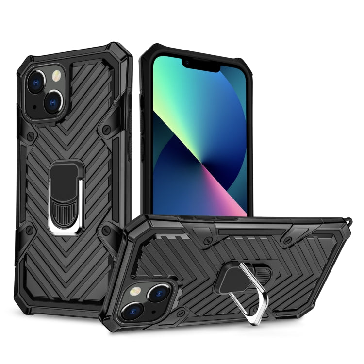 For iPhone 13 mini Cool Armor PC + TPU Shockproof Case with 360 Degree Rotation Ring Holder