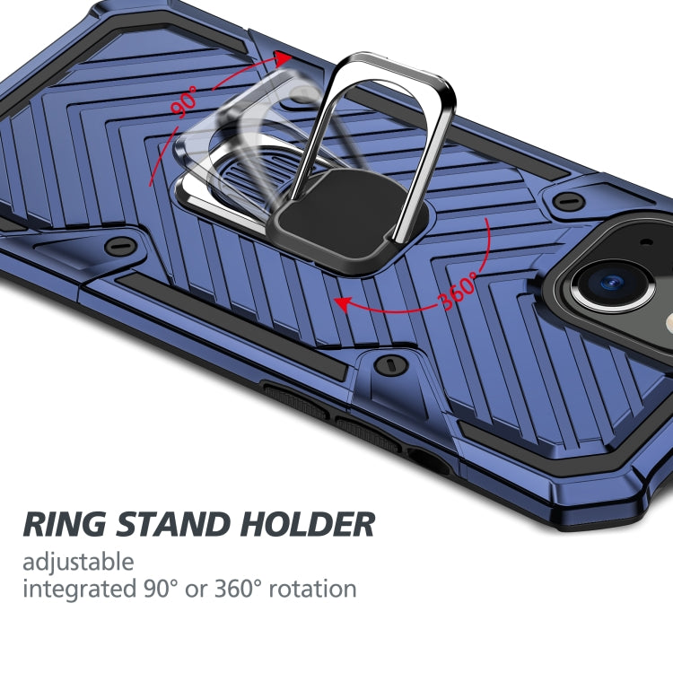 For iPhone 13 mini Cool Armor PC + TPU Shockproof Case with 360 Degree Rotation Ring Holder