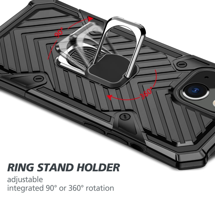 For iPhone 13 Cool Armor PC + TPU Shockproof Case with 360 Degree Rotation Ring Holder