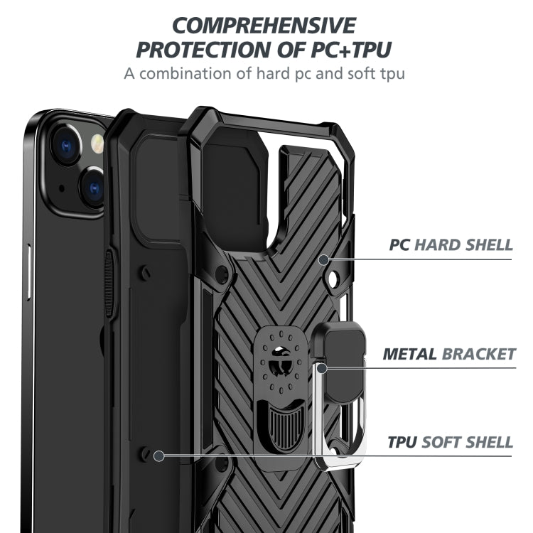 For iPhone 13 Cool Armor PC + TPU Shockproof Case with 360 Degree Rotation Ring Holder